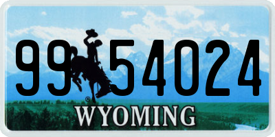 WY license plate 9954024