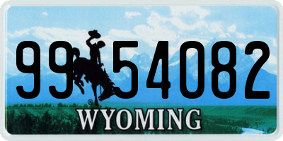WY license plate 9954082
