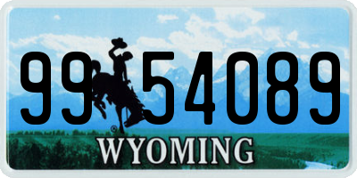 WY license plate 9954089