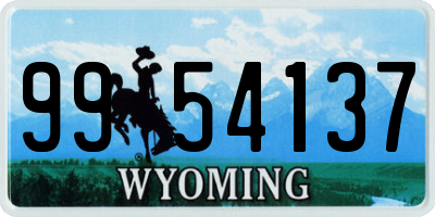 WY license plate 9954137
