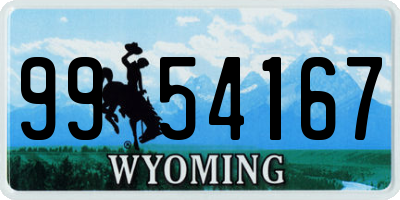 WY license plate 9954167