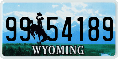 WY license plate 9954189