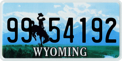 WY license plate 9954192