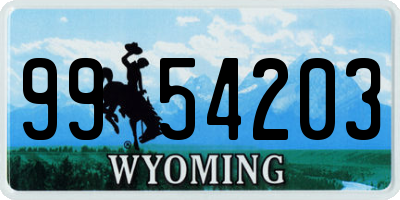 WY license plate 9954203
