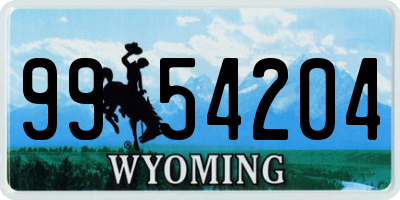 WY license plate 9954204