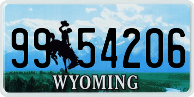 WY license plate 9954206