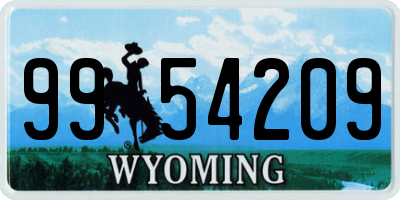 WY license plate 9954209