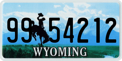 WY license plate 9954212