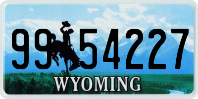 WY license plate 9954227