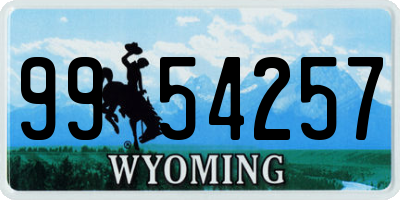 WY license plate 9954257