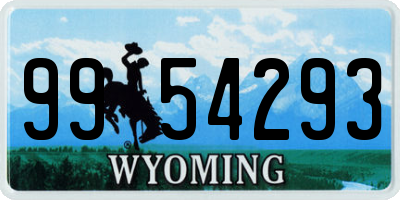 WY license plate 9954293