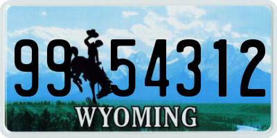 WY license plate 9954312
