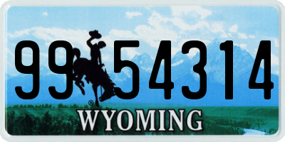 WY license plate 9954314