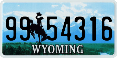 WY license plate 9954316