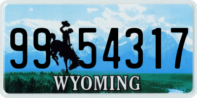 WY license plate 9954317
