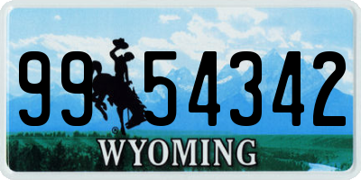 WY license plate 9954342