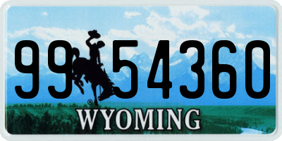 WY license plate 9954360