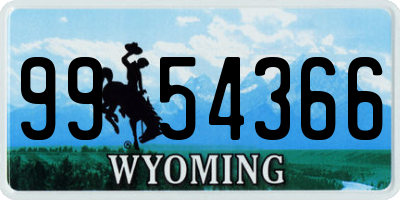 WY license plate 9954366