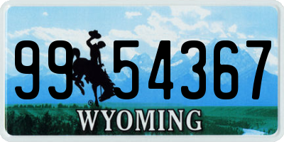 WY license plate 9954367