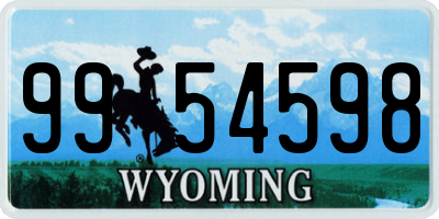 WY license plate 9954598