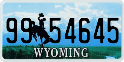 WY license plate 9954645