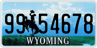 WY license plate 9954678