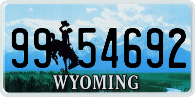 WY license plate 9954692