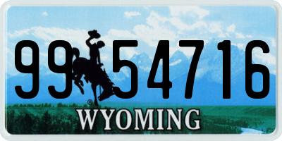 WY license plate 9954716