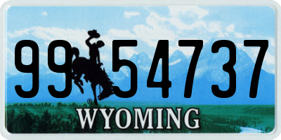 WY license plate 9954737