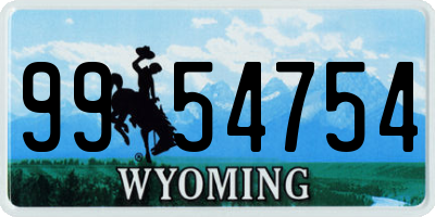 WY license plate 9954754