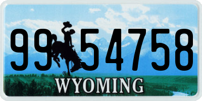 WY license plate 9954758