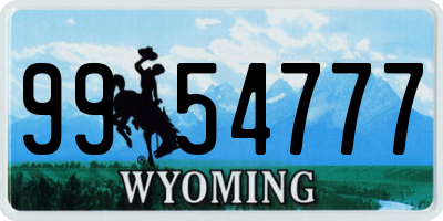 WY license plate 9954777