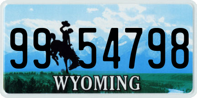 WY license plate 9954798