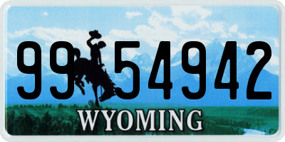 WY license plate 9954942