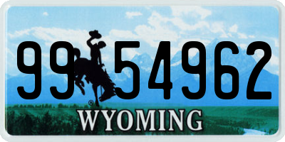 WY license plate 9954962