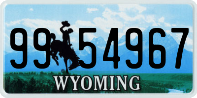 WY license plate 9954967