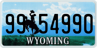 WY license plate 9954990
