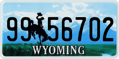 WY license plate 9956702