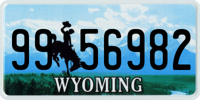 WY license plate 9956982