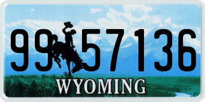 WY license plate 9957136