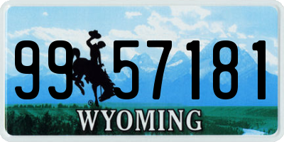 WY license plate 9957181