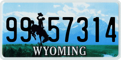 WY license plate 9957314