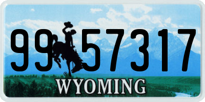 WY license plate 9957317