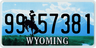 WY license plate 9957381