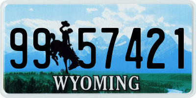WY license plate 9957421