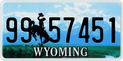 WY license plate 9957451