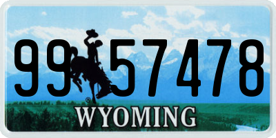 WY license plate 9957478