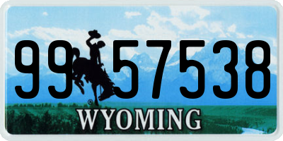 WY license plate 9957538