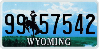 WY license plate 9957542