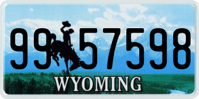 WY license plate 9957598